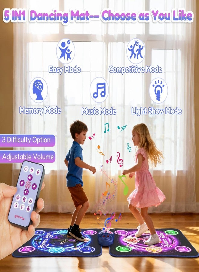TooLion Double Dance Mat for Kids 3-12 - Dance Pad with Light-Up 12 Buttons,5 Game Modes,Touch-Sensitive & Built-in Music & Adjustable Volume,Christmas Birthday Gift for Boys Girls - Image 3